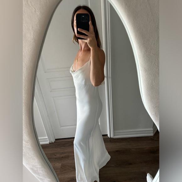 Zara white cowl neck silky slip dress - Picture 4 of 7